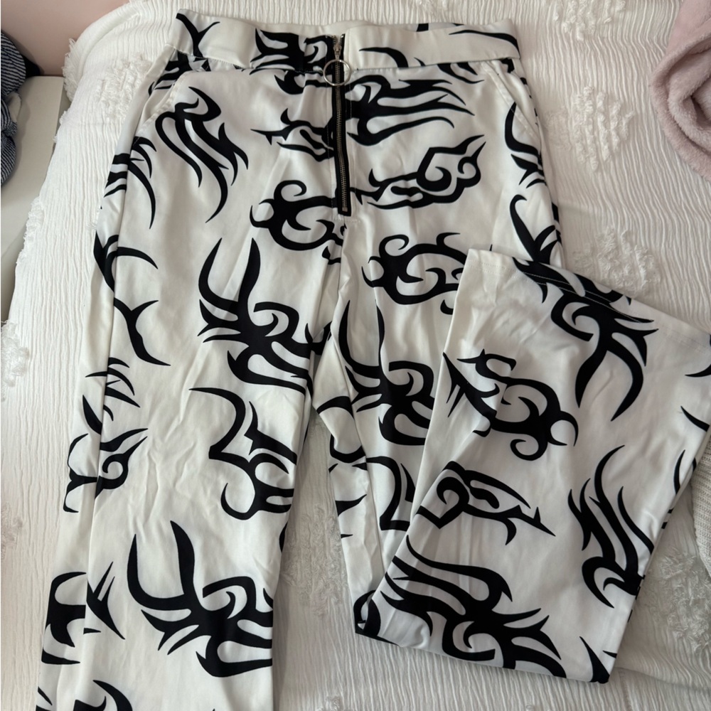 Black and White Flare Pants